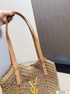 YSL Saint Laurent Vacation Casual Raffia Woven Tote Bag — view 10