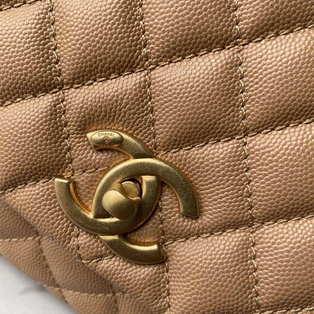 Chanel Flap Bag with Handle Beige — view 8