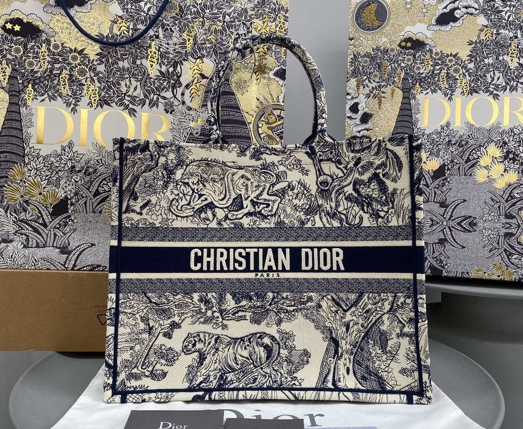 Dior Book Tote Large Blue Toile De Jouy Embroider — view 1