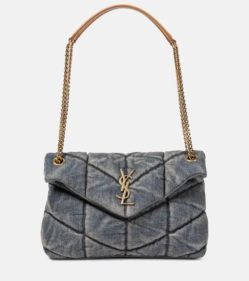YSL Puffer Small Denim Shoulder Bag — view 1