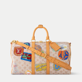LV Keepall Bandoulière 45 Monogram Dune Canvas Travel Handle Shoulder Bag with Leather Trim and Travel Patches — view 1