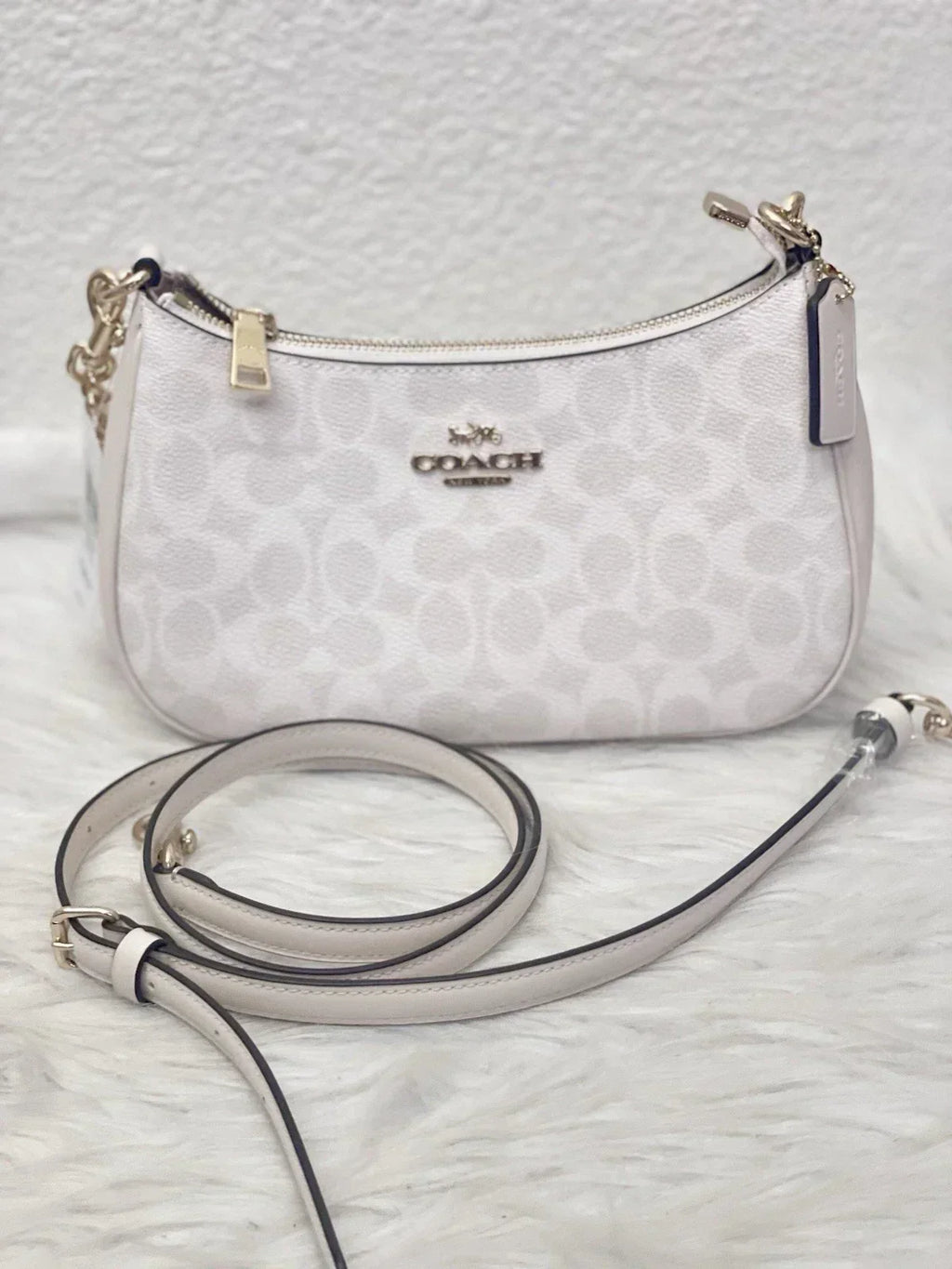 Coach Women's Teri Shoulder Bag Signature Canvas - White/Chalk — view 1