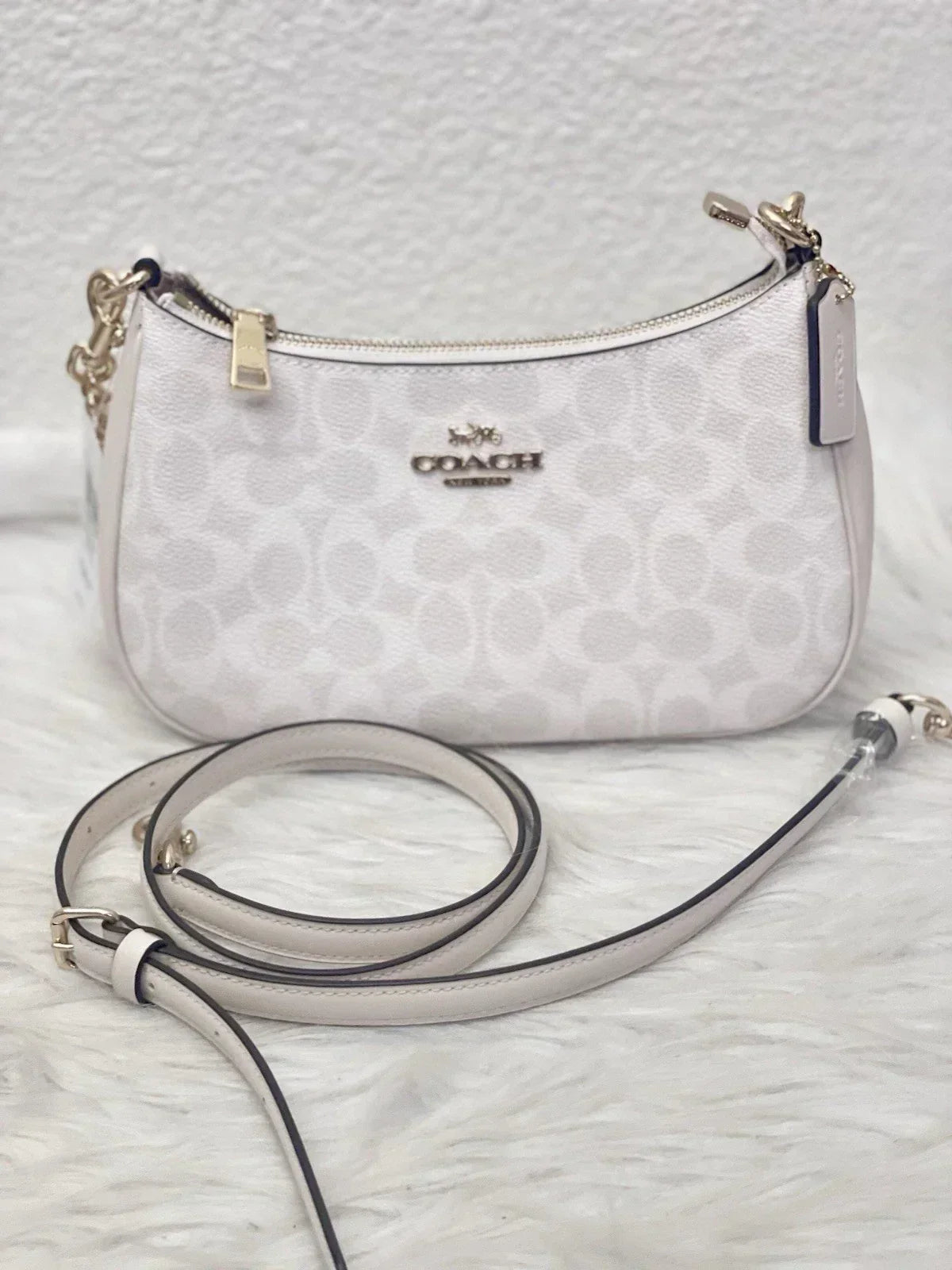 Coach Women's Teri Shoulder Bag Signature Canvas - White/Chalk — view 1