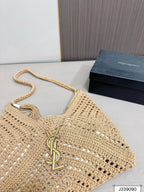 Saint Laurent YSL Raffia Tote Bag Beach Casual - Brown — view 7