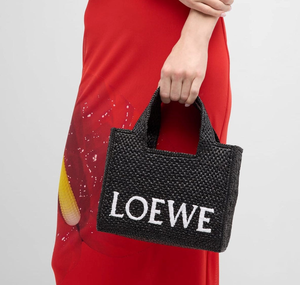 Loewe x Paula's Ibiza Font Tote Small Bag in Raffia — view 1