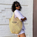 Prada Raffia Tote Bag-Khaki — view 6