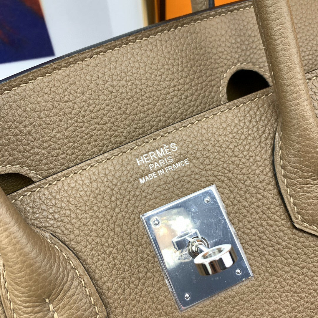 Hermes Birkin 30 Togo Etoupe Bag Silver Hardware Handbags (11.8in30cm) - Grey — view 8