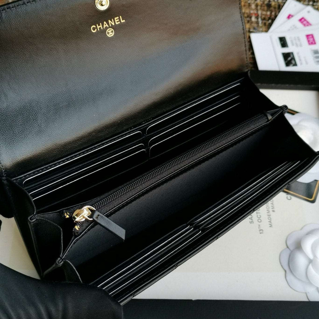 Chanel Boy Long Flap Wallet Lambskin - Black — view 5