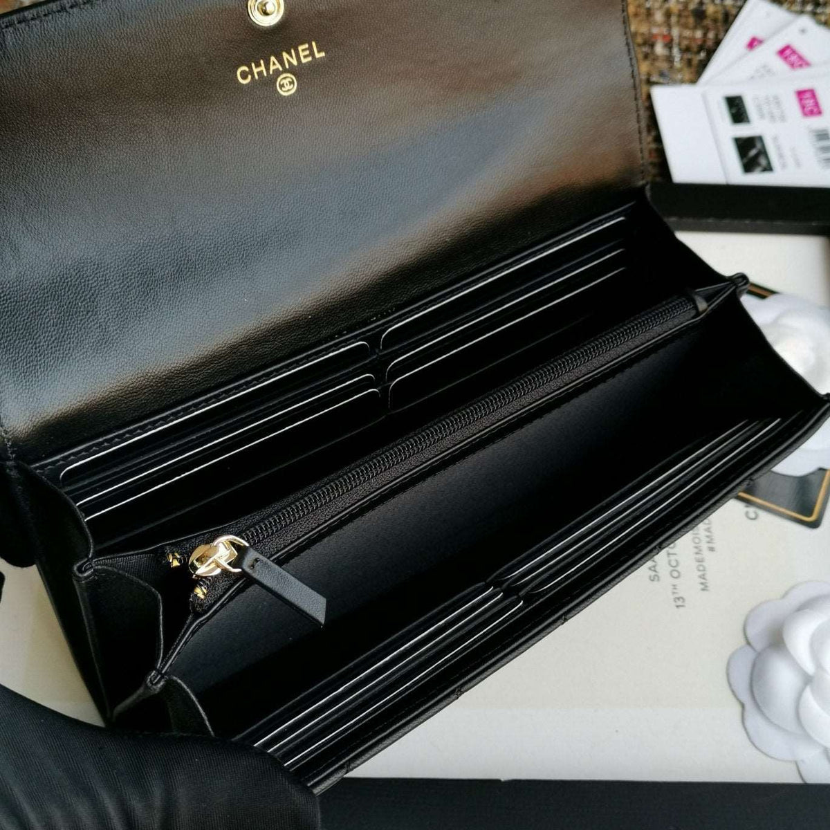 Chanel Boy Long Flap Wallet Lambskin - Black — view 5