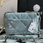 Chanel Sequin Quilted Medium Flap Bag - Sky Blue — view 2
