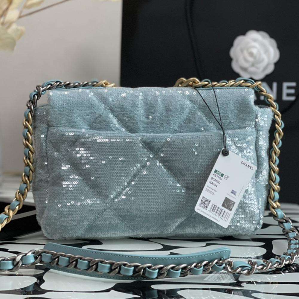 Chanel Sequin Quilted Medium Flap Bag - Sky Blue — view 2