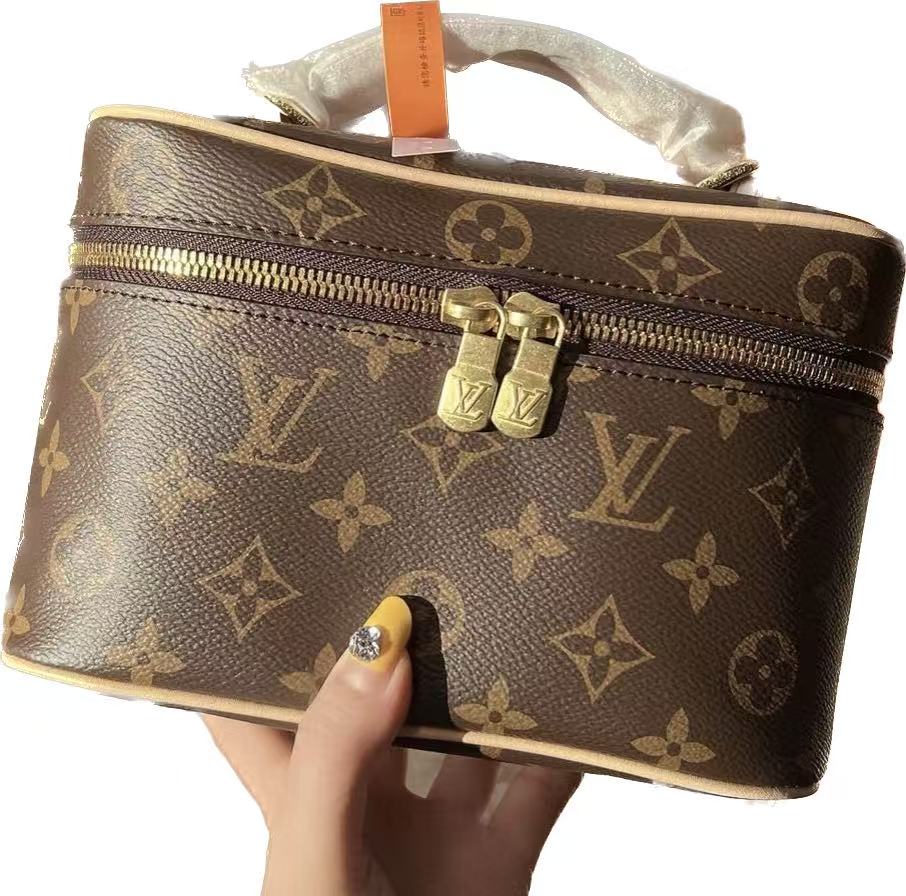 LV Nice Nano Monogram Canvas Vanity Handle Bag with Leather Trim — view 1
