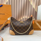 LV Boulogne Monogram Canvas Shoulder Crossbody Bag with Chain Strap and Leather Corners — view 1