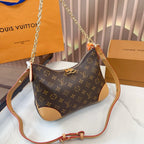 LV Boulogne Monogram Canvas Shoulder Crossbody Bag with Chain Strap and Leather Corners — view 2