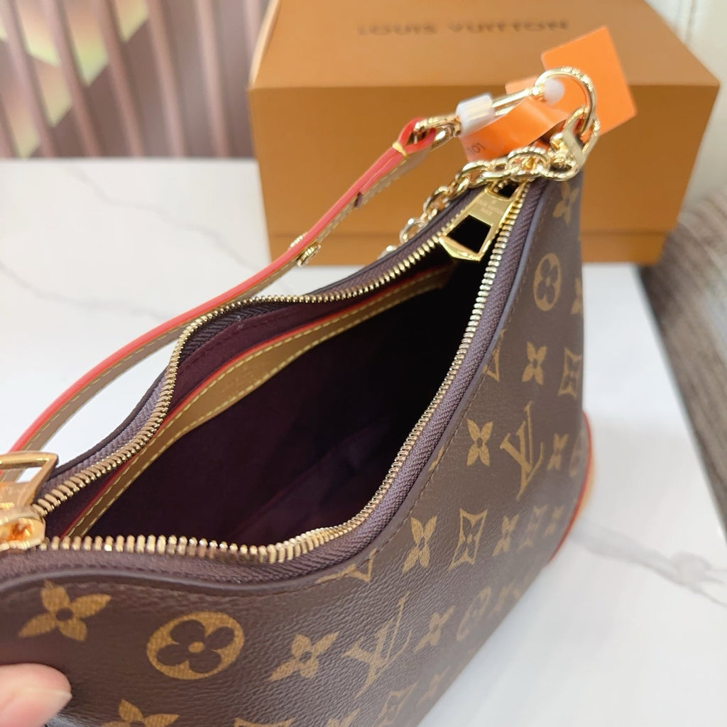 LV Boulogne Monogram Canvas Shoulder Crossbody Bag with Chain Strap and Leather Corners — view 5