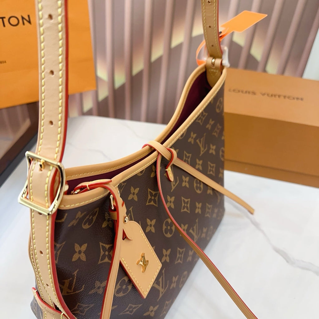 LV Carryall PM Monogram Canvas Tote Shoulder Bag with Leather Trim and Pouch — view 3