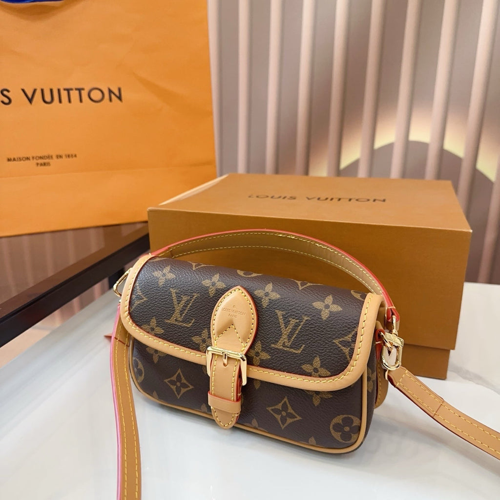 LV Diane PM Monogram Canvas Shoulder Crossbody Bag with Leather Trim and Adjustable Strap — view 2