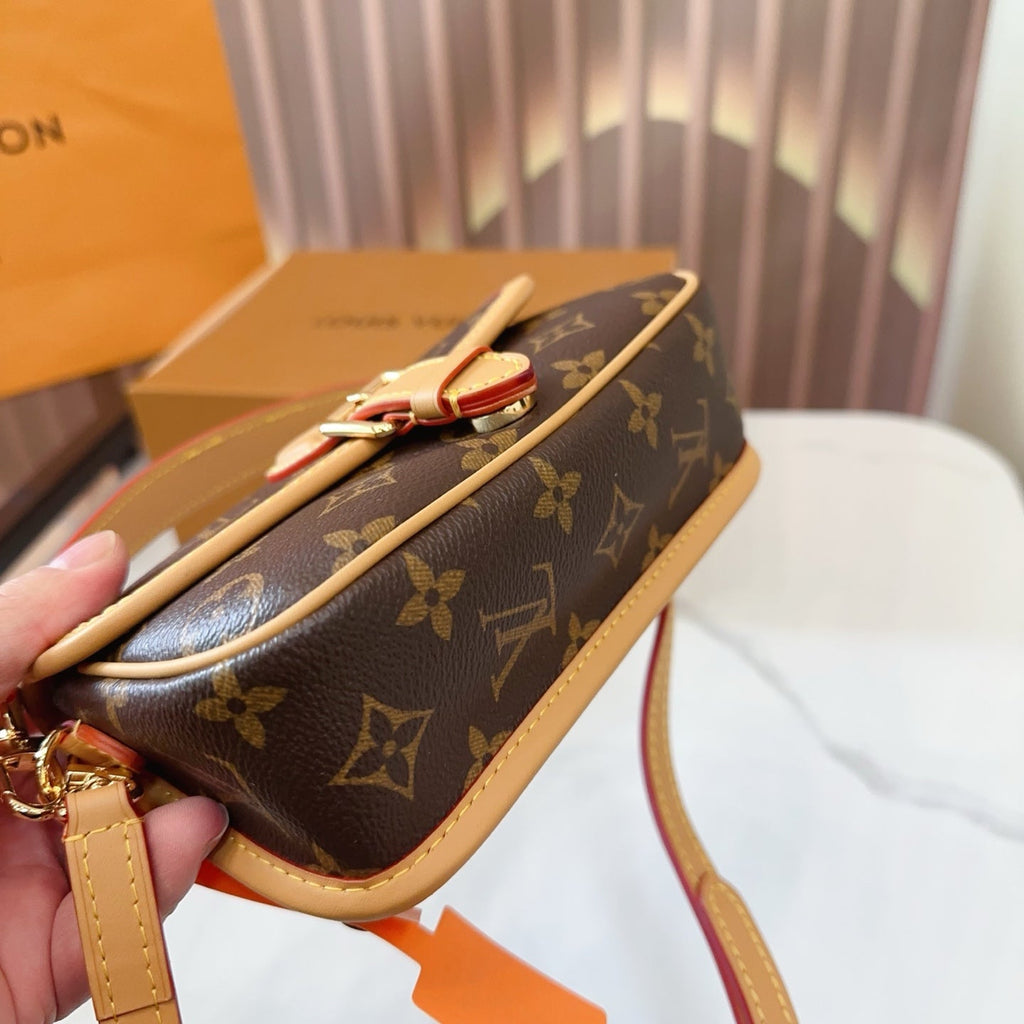 LV Diane PM Monogram Canvas Shoulder Crossbody Bag with Leather Trim and Adjustable Strap — view 4