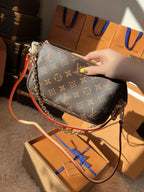 LV Pochette Accessoires Monogram Canvas Shoulder Crossbody Bag with Leather Strap — view 3