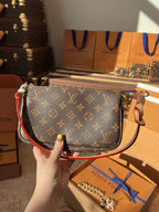LV Pochette Accessoires Monogram Canvas Shoulder Crossbody Bag with Leather Strap — view 5