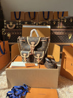 LV Excursion PM Monogram Canvas Backpack Shoulder Bag with Leather Trim and Drawstring Closure — view 2