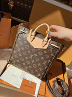 LV Excursion PM Monogram Canvas Backpack Shoulder Bag with Leather Trim and Drawstring Closure — view 3