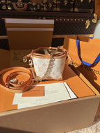 LV Nano Noé Monogram Canvas Mini Bucket Shoulder Bag with Chain Strap and Leather Trim — view 1