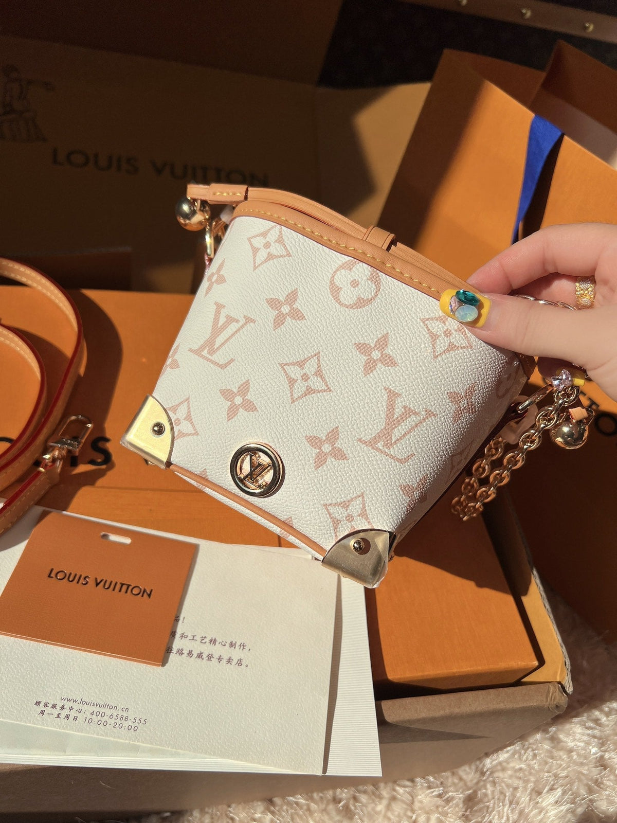 LV Nano Noé Monogram Canvas Mini Bucket Shoulder Bag with Chain Strap and Leather Trim — view 2