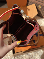 LV Neonoé Monogram Canvas Bucket Bag with Leather Trim and Shoulder Strap — view 3