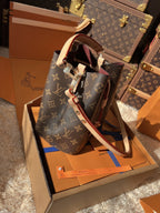 LV Neonoé Monogram Canvas Bucket Bag with Leather Trim and Shoulder Strap — view 4