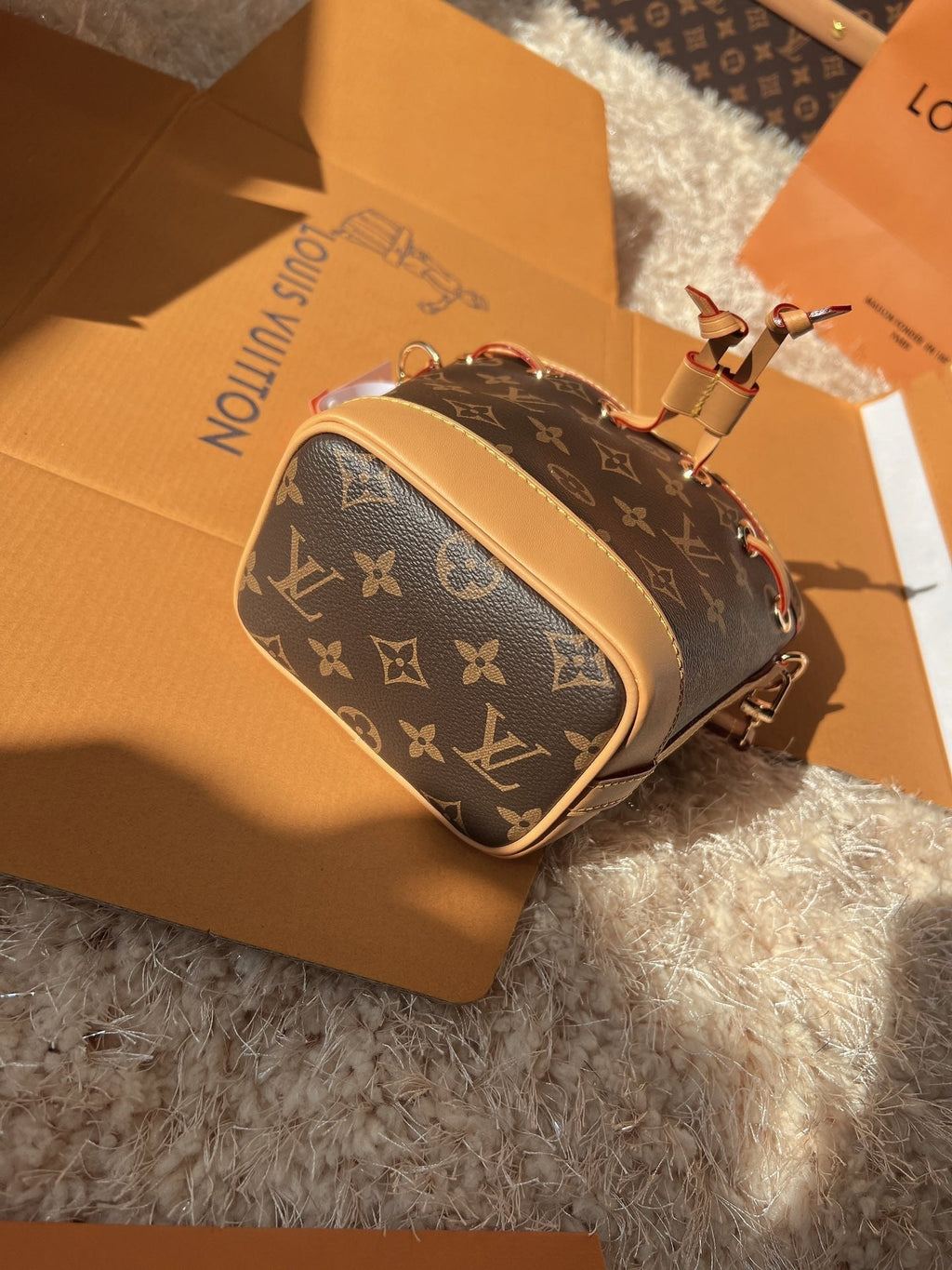 LV Nano Noé Monogram Canvas Mini Bucket Bag — view 3