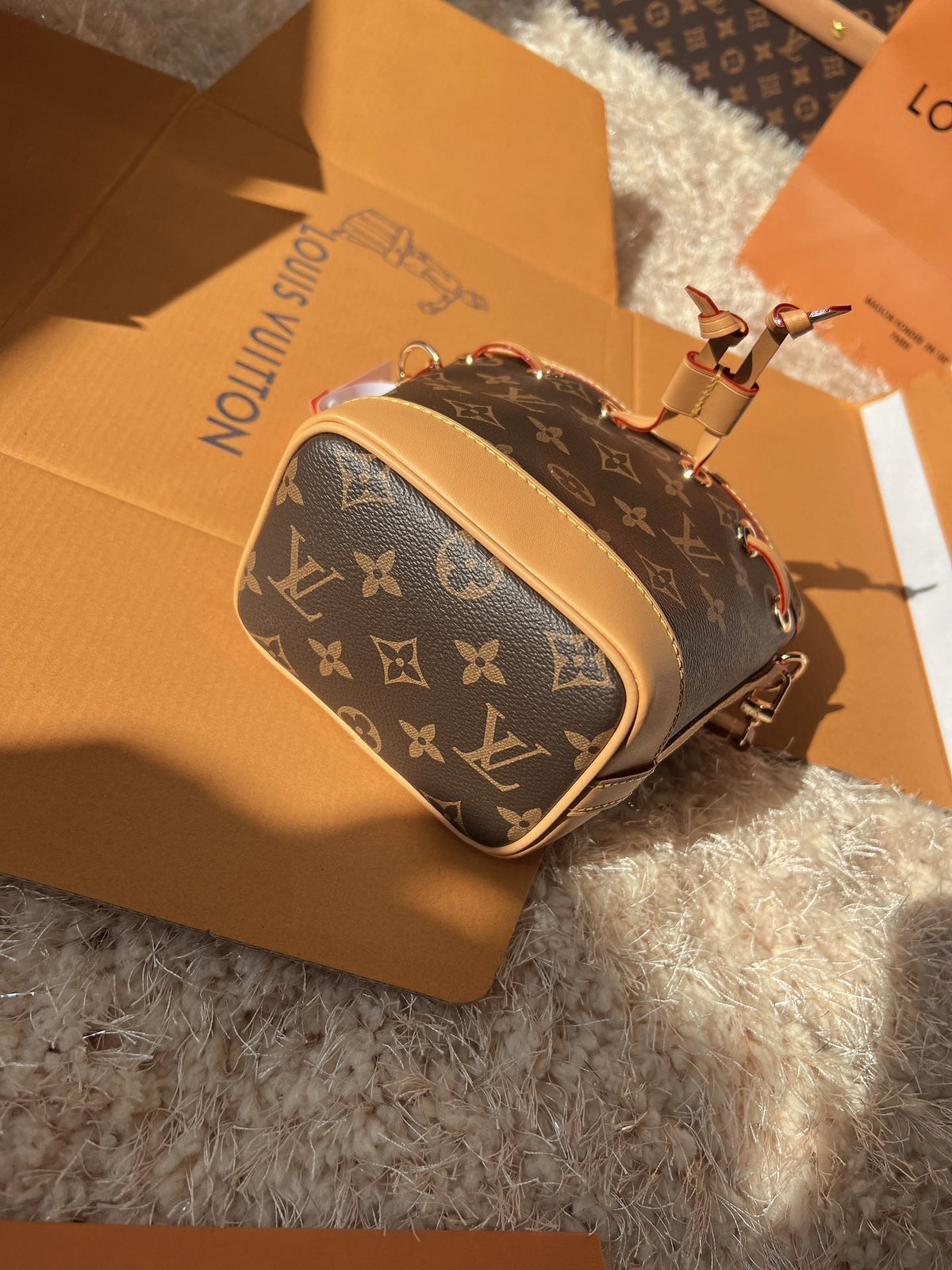 LV Nano Noé Monogram Canvas Mini Bucket Bag — view 3