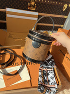 LV Cannes Monogram Reverse Canvas Round Top Handle Bag with Leather Trim and Shoulder Strap — view 2