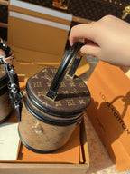 LV Cannes Monogram Reverse Canvas Round Top Handle Bag with Leather Trim and Shoulder Strap — view 6