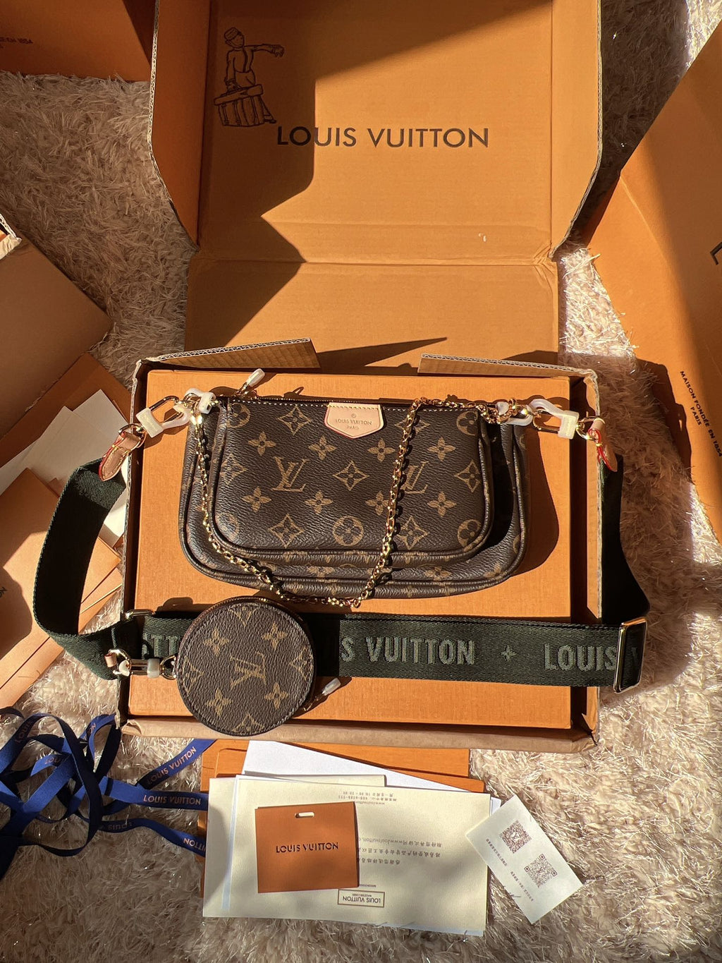 LV Multi Pochette Accessoires Monogram Canvas Crossbody Shoulder Bag with Two Pouches and Round Coin Purse — view 1