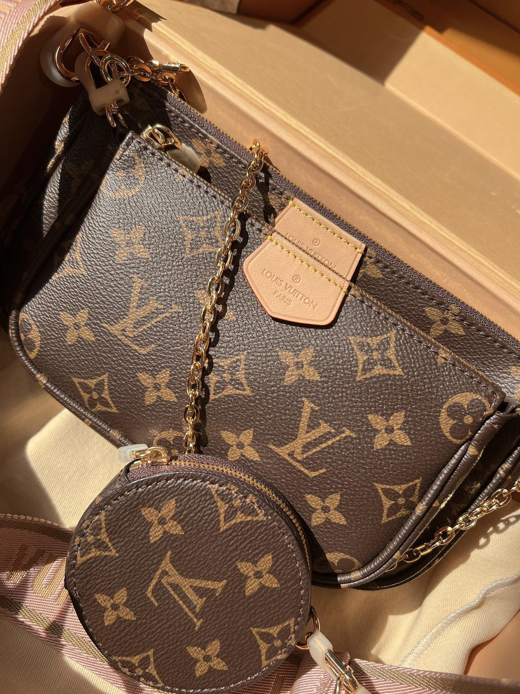 LV Multi Pochette Accessoires Monogram Canvas Crossbody with Two Pouches and Round Coin Purse — view 2