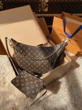 LV Loop Monogram Canvas Hobo Shoulder Crossbody Bag with Chain Detail — view 1