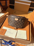 LV Bumbag Monogram Canvas Crossbody Belt Bag with Leather Trim and Adjustable Strap — view 1