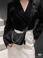 Prada Re-Edition 2005 Nylon Shoulder Bag – Black - Black with Silver-Tone Hardware — view 7