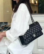 Chanel Classic Flap Bag – Black Quilted Caviar Leather with Gold-Tone Hardware — view 3
