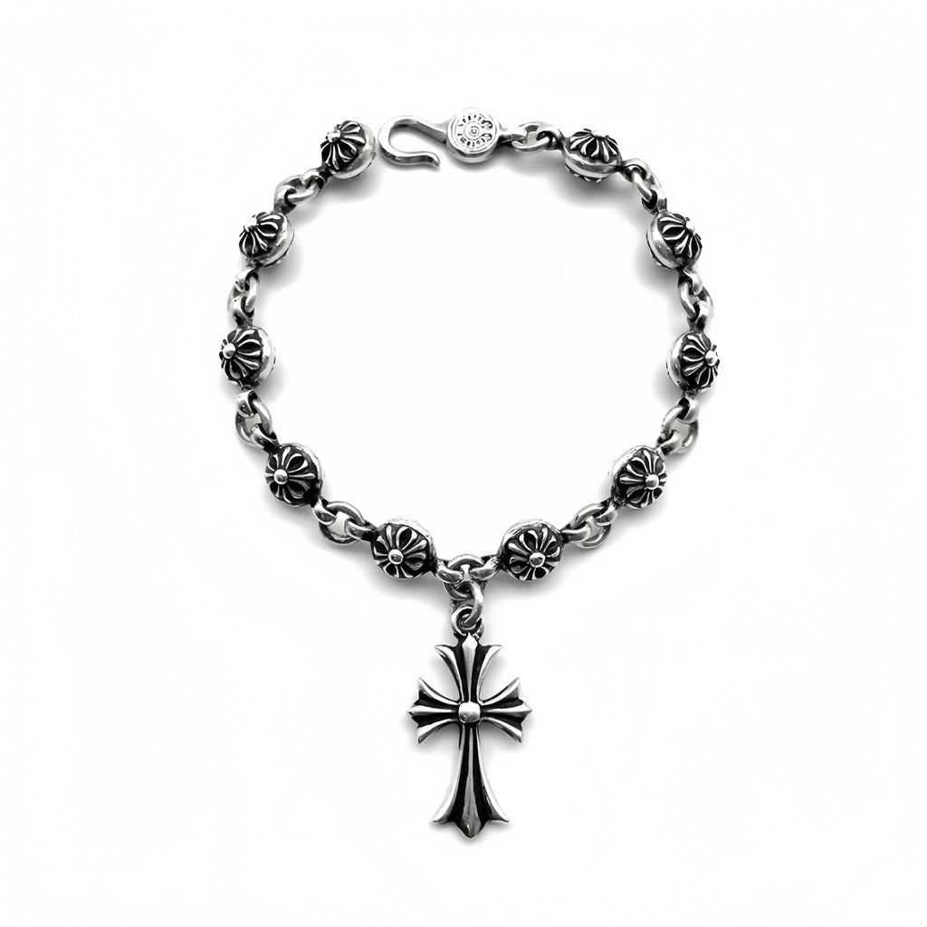 Chrome Hearts Silver Cross Ball Tiny E Bracelet — view 1