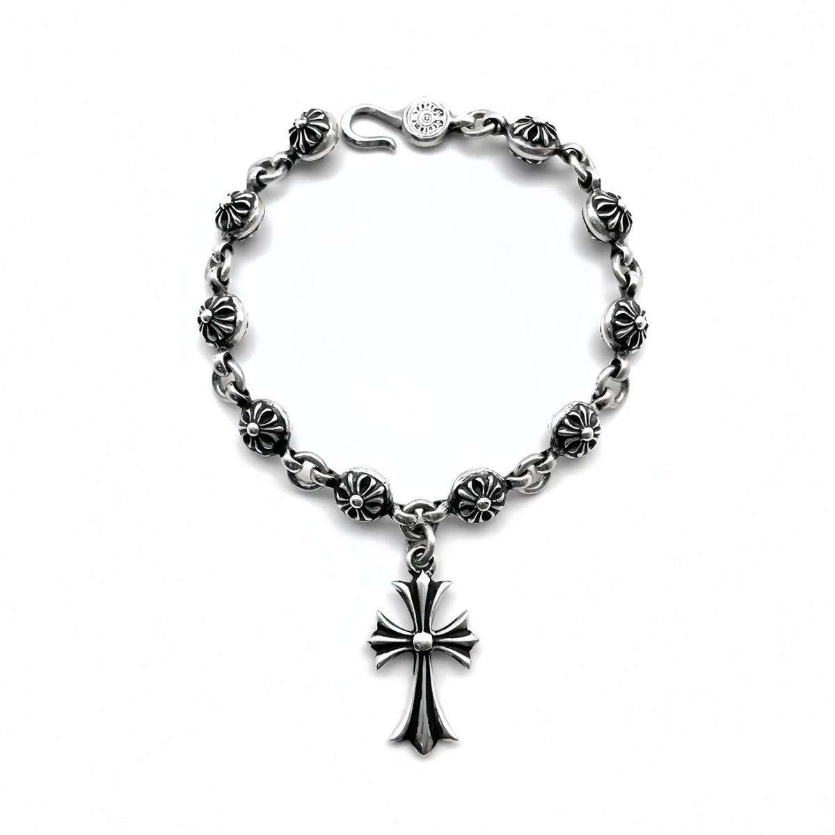Chrome Hearts Silver Cross Ball Tiny E Bracelet — view 1