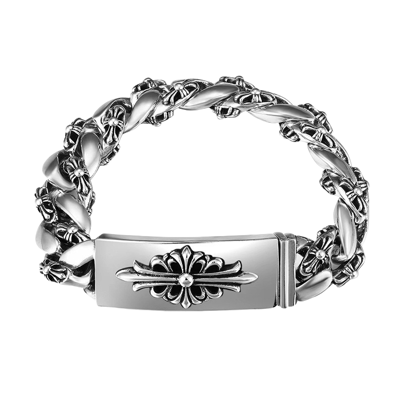 Chrome Hearts Silver Cross Link Cuban Bracelet — view 1