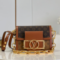 LV Dauphine MM Monogram Reverse Canvas Shoulder Crossbody Bag with Chain Strap and Leather Trim 25 cm - Brown — view 7
