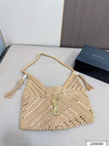 Saint Laurent YSL Raffia Tote Bag Beach Casual - Brown — view 10