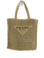 Prada Triangle-Logo Raffia Tote Bag — view 6