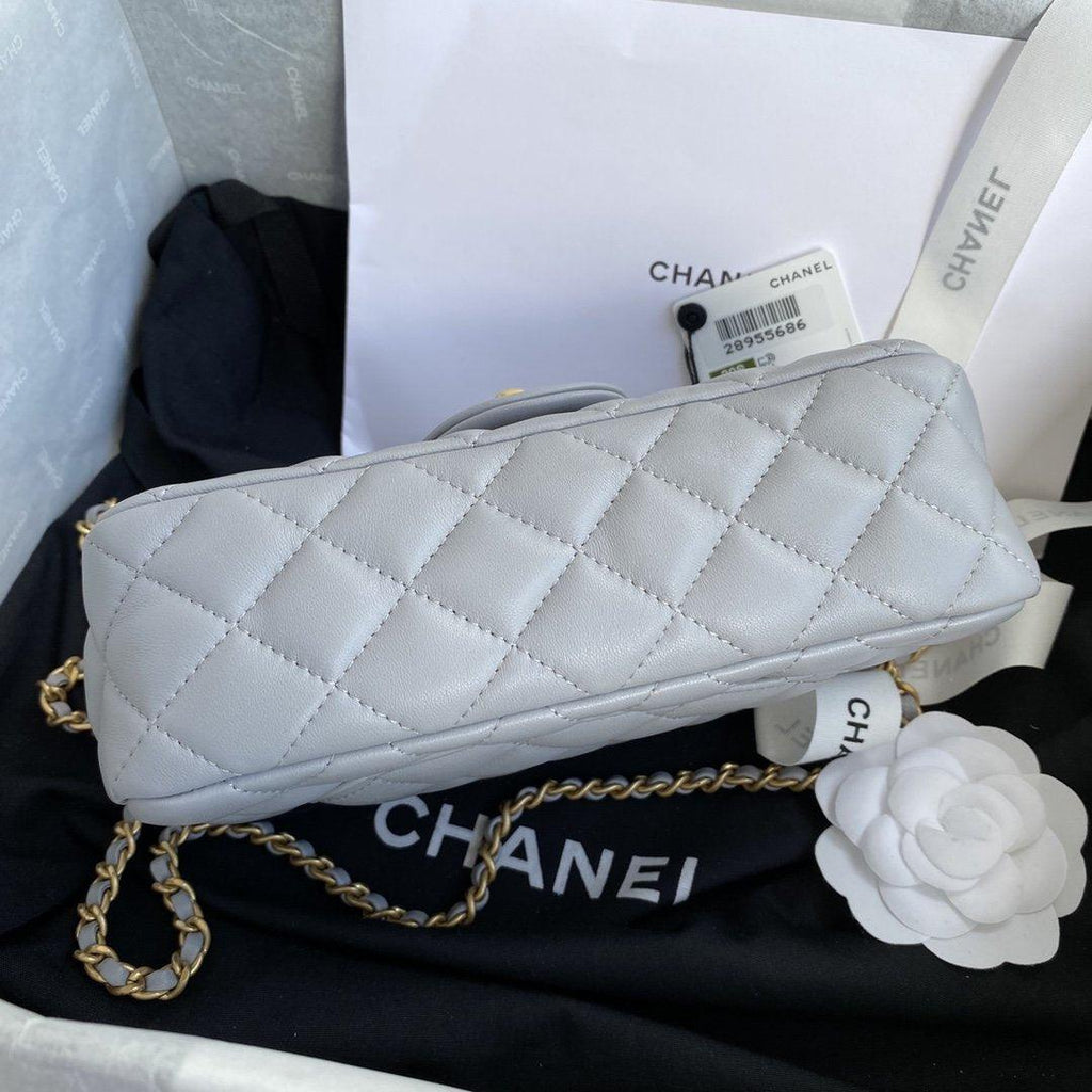 Chanel Pearl Crush Mini Flap Bag Gray — view 3