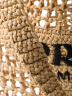 Prada Triangle-Logo Raffia Tote Bag — view 4