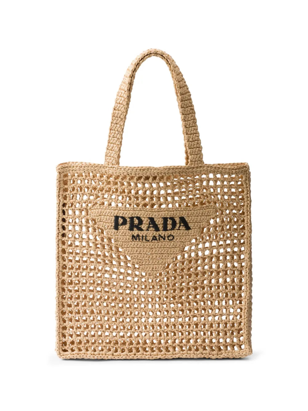 Prada Triangle-Logo Raffia Tote Bag — view 1