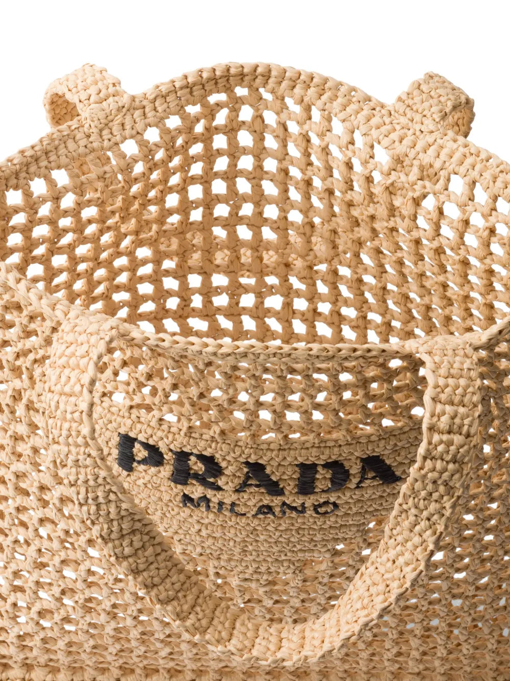 Prada Triangle-Logo Raffia Tote Bag — view 2